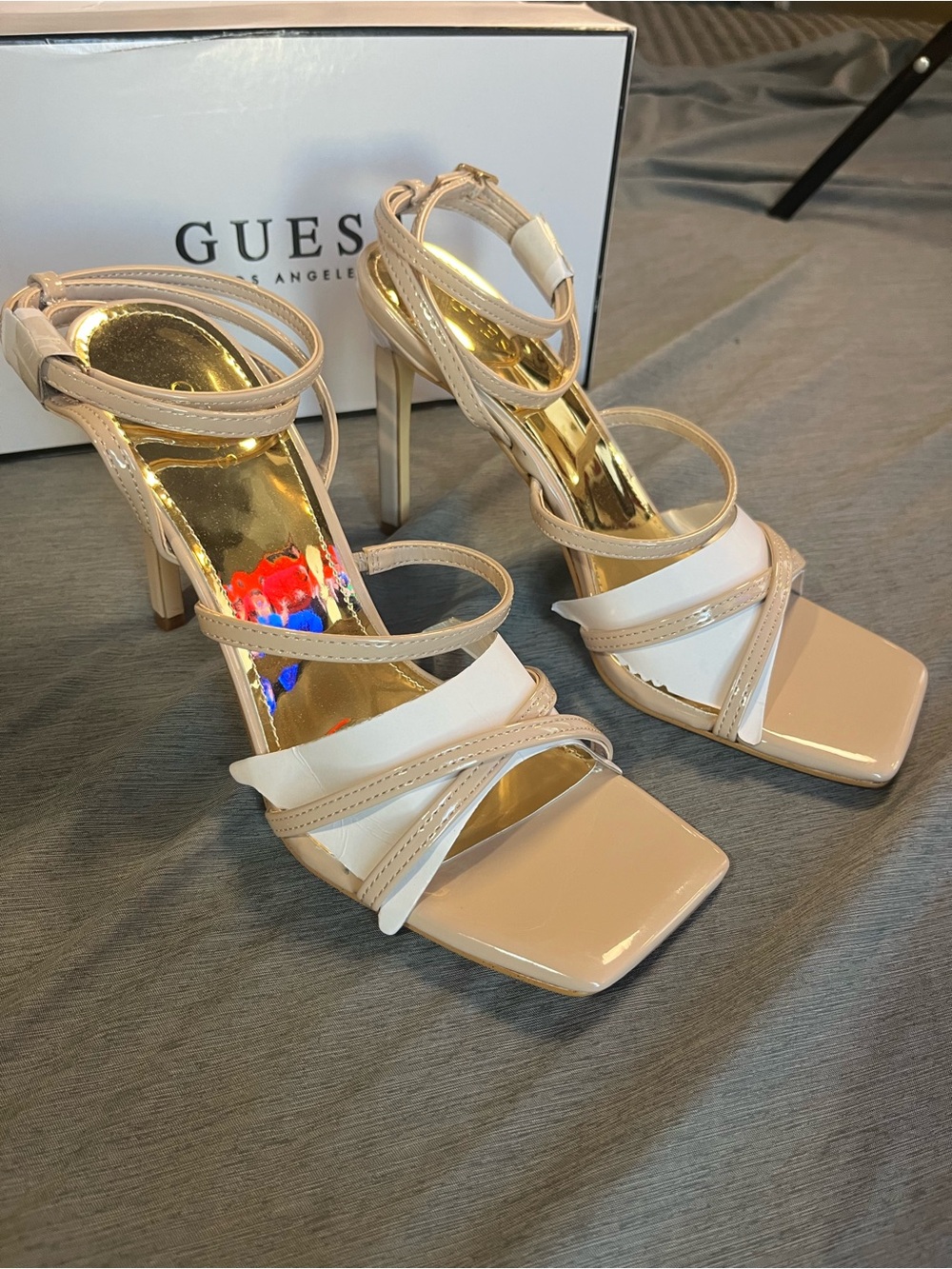 GUESS Nude Strappy Stiletto Sandals